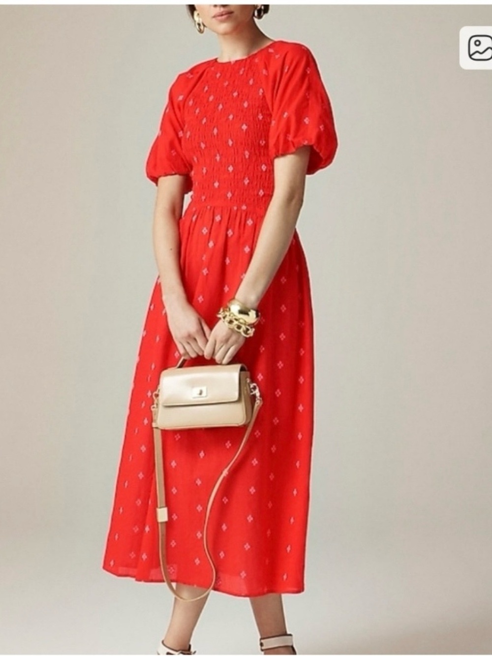J.Crew Smocked Puff-Sleeve Dress